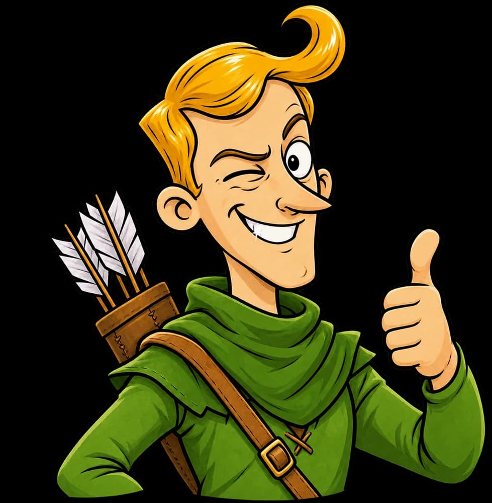 Robin Hood winking and giving a thumbs up